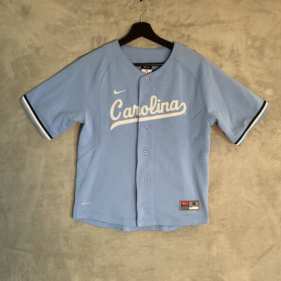 North Carolina Team Issued Baseball Jersey Shirt Nike Tar Heels Medium Blue - Picture 2 of 7